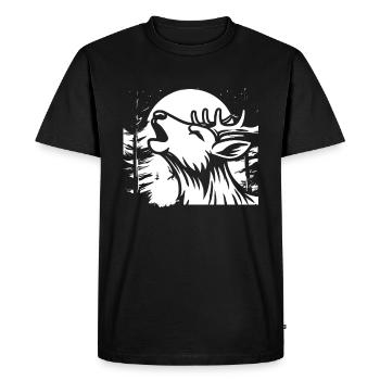 Cerf Lune Hurlement - T-shirt Premium bio Homme - noir - Devant - Nico (187cm)