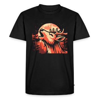 Cerf Lune Hurlement - T-shirt Premium bio Homme - noir - Devant - Nico (187cm)