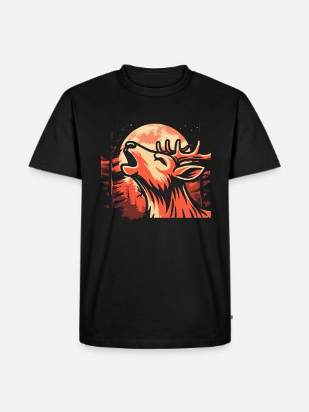 Deer Moon Howling - Men's Premium Organic T-Shirt - black