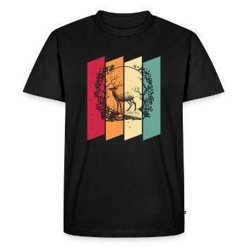 Deer Japan Cherry Blossom Moon - Men's Premium Organic T-Shirt - black - Front - Nico (187cm)