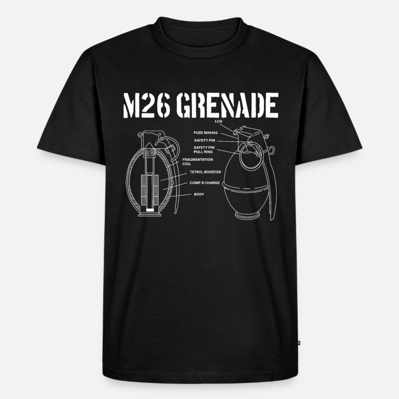 M26-Granate-Schema Grenadier M26-Granate - Männer Premium Bio T-Shirt - Schwarz
