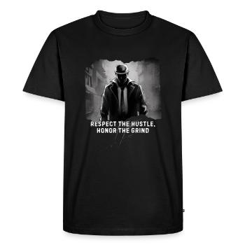 Respectez l’agitation, honorez le travail - T-shirt Premium bio Homme - noir - Devant - Nico (187cm)
