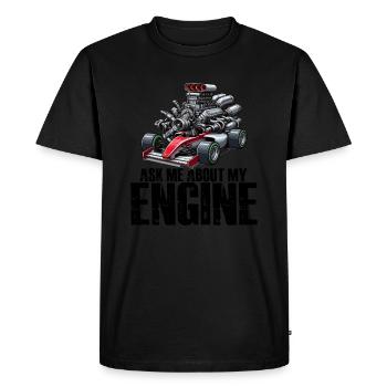 Ask me about my motor car, Guy Racer M - Men's Premium Organic T-Shirt - black - Front - Nico (187cm)