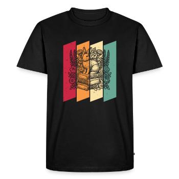 Lapin Fleur Livre Lecteur - T-shirt Premium bio Homme - noir - Devant - Nico (187cm)