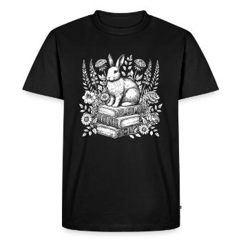Bunny Rabbit Flower Book Reader - Men's Premium Organic T-Shirt - black - Front - Nico (187cm)