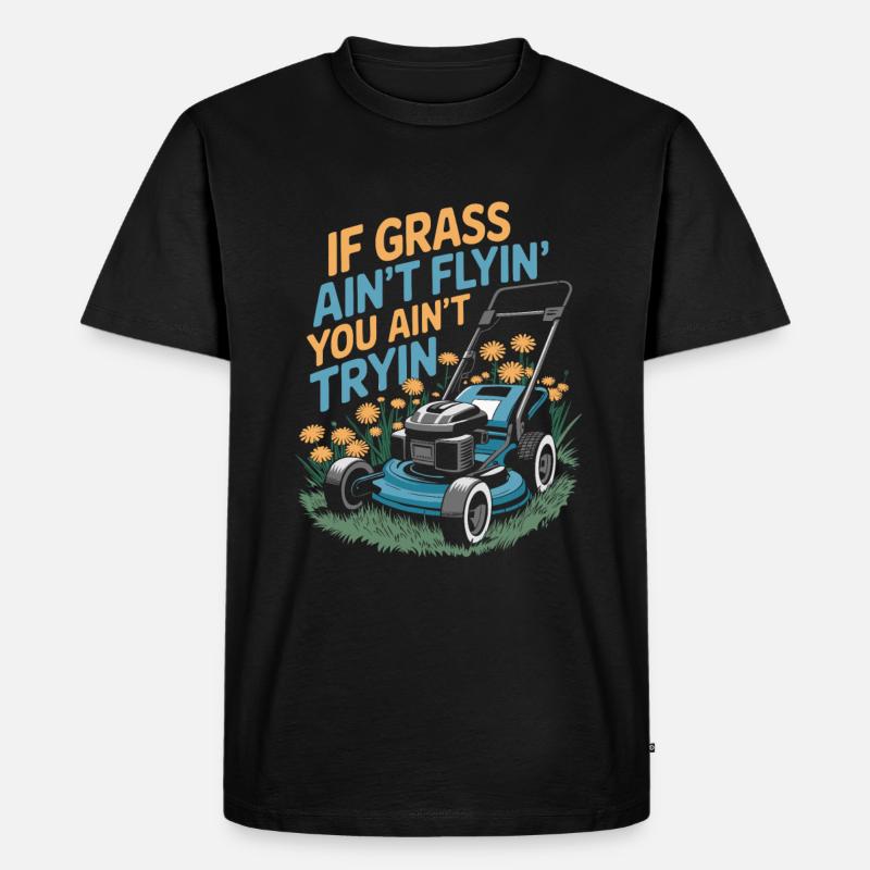 Rasenmäher Mähen - Männer Premium Bio T-Shirt - Schwarz