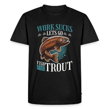 Trout Angler - Men's Premium Organic T-Shirt - black - Front - Nico (187cm)