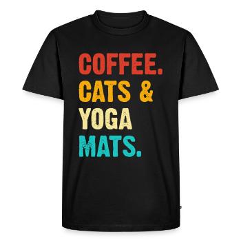 Tapis de yoga pour chats de café - T-shirt Premium bio Homme - noir - Devant - Nico (187cm)
