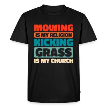 Lawn mower mowing - Men's Premium Organic T-Shirt - black - Front - Nico (187cm)