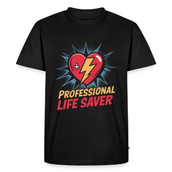 Infirmière en soins intensifs - T-shirt Premium bio Homme - noir - Devant - Nico (187cm)