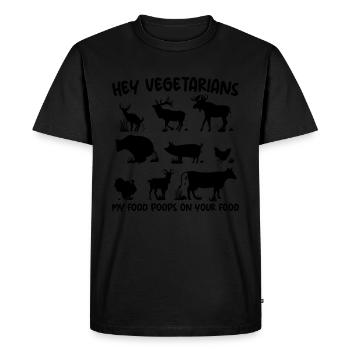 My food poops on your food, animal diligence - Men's Premium Organic T-Shirt - black - Front - Nico (187cm)