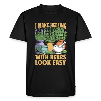 Homeopath - Men's Premium Organic T-Shirt - black - Front - Nico (187cm)
