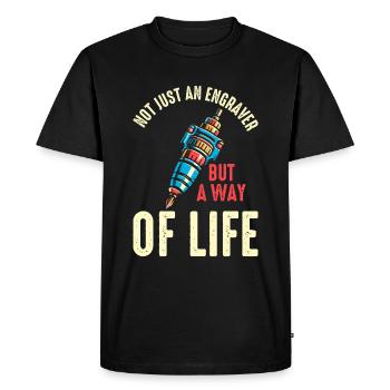 Engraver - Men's Premium Organic T-Shirt - black - Front - Nico (187cm)