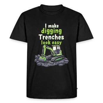Opérateur d’excavatrice - T-shirt Premium bio Homme - noir - Devant - Nico (187cm)