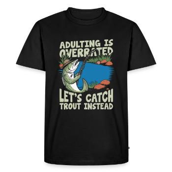 Trout Angler - Men's Premium Organic T-Shirt - black - Front - Nico (187cm)