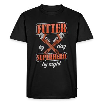 Fitter - Men's Premium Organic T-Shirt - black - Front - Nico (187cm)