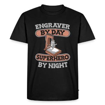 Engraver - Men's Premium Organic T-Shirt - black - Front - Nico (187cm)