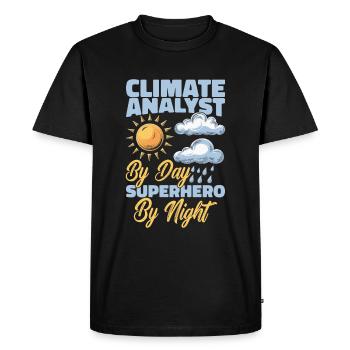 Climate Analyst - Men's Premium Organic T-Shirt - black - Front - Nico (187cm)
