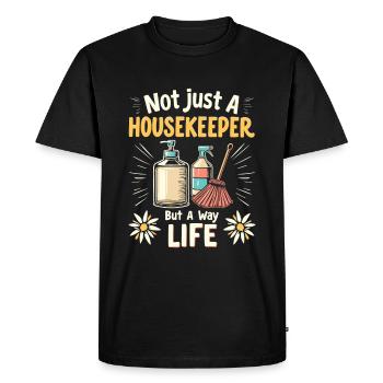 Housekeeper - Men's Premium Organic T-Shirt - black - Front - Nico (187cm)