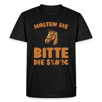 Horse Equestrian Please keep your mouth shut - Men's Premium Organic T-Shirt - black - Front - Nico (187cm)