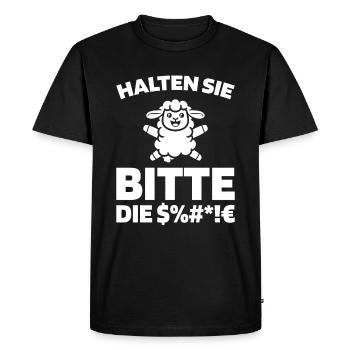 Moutons, taisez-vous, s’il vous plaît - T-shirt Premium bio Homme - noir - Devant - Nico (187cm)