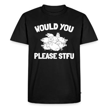 Pig Pig Farmer Stfu - Men's Premium Organic T-Shirt - black - Front - Nico (187cm)
