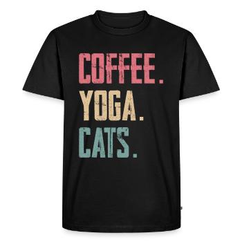 Café Yoga Chats - T-shirt Premium bio Homme - noir - Devant - Nico (187cm)