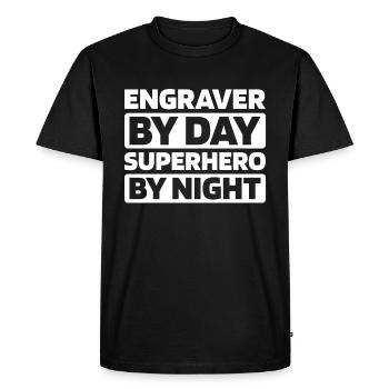Engraver - Men's Premium Organic T-Shirt - black - Front - Nico (187cm)