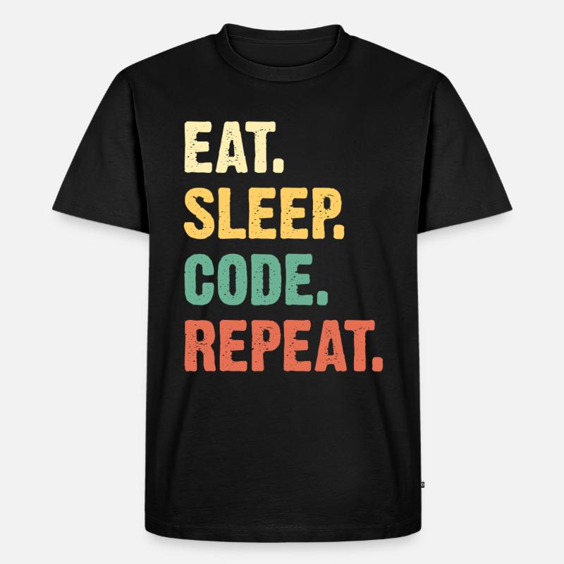 Eat Sleep Code Repeat - Männer Premium Bio T-Shirt - Schwarz