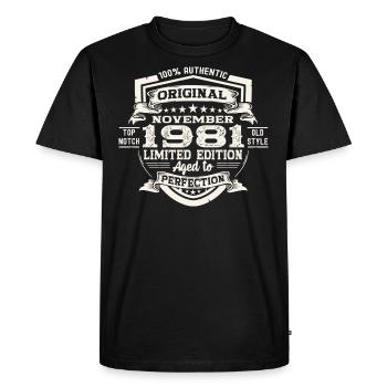 Original November 1981 41st birthday gift - Men's Premium Organic T-Shirt - black - Front - Nico (187cm)