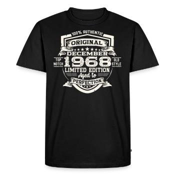 Original December 1968 54th Birthday Gift - Men's Premium Organic T-Shirt - black - Front - Nico (187cm)