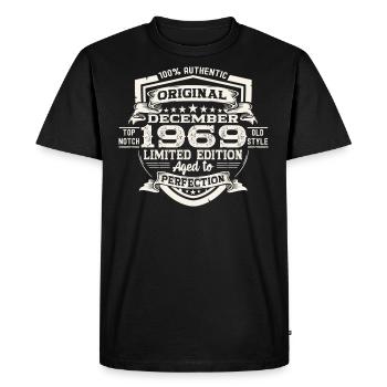 Original December 1969 53rd Birthday Gift - Men's Premium Organic T-Shirt - black - Front - Nico (187cm)