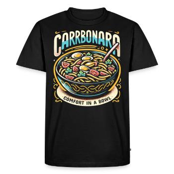 Nouilles carbonara Pâtes Nouilles Cuisine italienne - T-shirt Premium bio Homme - noir - Devant - Nico (187cm)