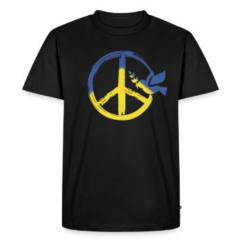 PEACE UKRAINE - Peace logo - Dove of peace - Men's Premium Organic T-Shirt - black - Front - Nico (187cm)