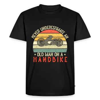 Herren Handbike - Paratriathlon - Männer Premium Bio T-Shirt - Schwarz - Vorne - Nico (187cm)