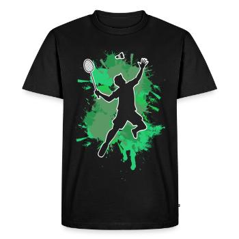 Badminton - T-shirt Premium bio Homme - noir - Devant - Nico (187cm)