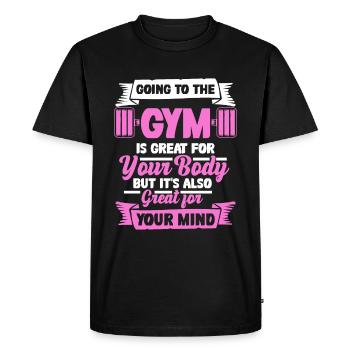 Gym Musculation Musculation Femmes Entraînement Haltère - T-shirt Premium bio Homme - noir - Devant - Nico (187cm)