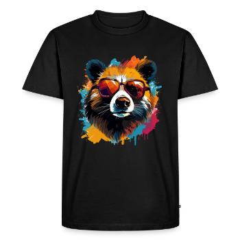 Aquarell Panda Sonnenbrille Pandabär - Männer Premium Bio T-Shirt - Schwarz - Vorne - Nico (187cm)