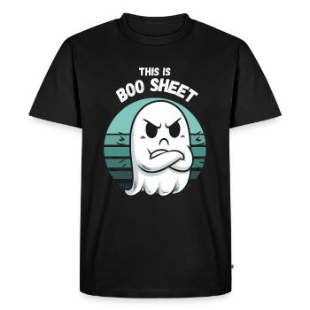 Halloween Ghost Ghost Bullshit Jeu de mots drôle - T-shirt Premium bio Homme - noir - Devant - Nico (187cm)