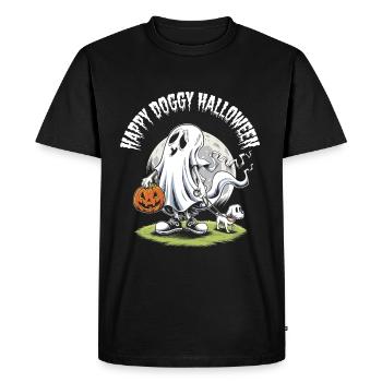 Happy Doggy Halloween Ghost Dog Sneaker Funny - Men's Premium Organic T-Shirt - black - Front - Nico (187cm)
