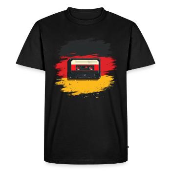 Retro Style Oldschool Tape Cassette Vintage - Men's Premium Organic T-Shirt - black - Front - Nico (187cm)