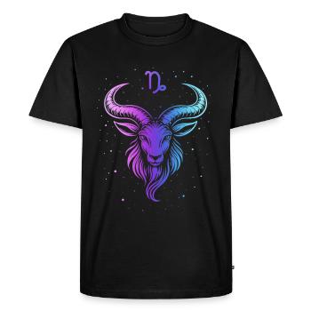 Chèvre colorée avec motif d’étoiles - T-shirt Premium bio Homme - noir - Devant - Nico (187cm)