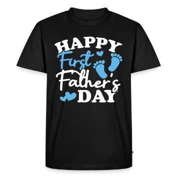Joyeuse première fête des pères - T-shirt Premium bio Homme - noir - Devant - Nico (187cm)