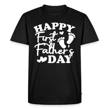 Joyeuse première fête des pères - T-shirt Premium bio Homme - noir - Devant - Nico (187cm)