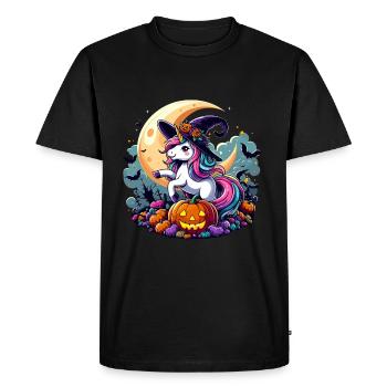Halloween Unicorn Witch Witch Hat Pumpkins Kids - Men's Premium Organic T-Shirt - black - Front - Nico (187cm)