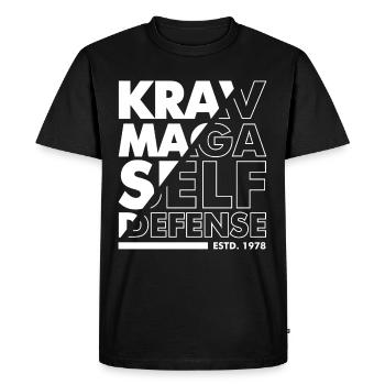 KRAV MAGA SELF DEFENSE 2kleuren logo - T-shirt Premium bio Homme - noir - Devant - Nico (187cm)