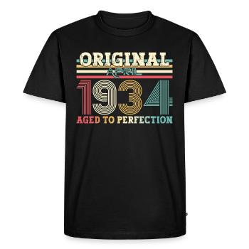 90e anniversaire Original avril né 1934 - T-shirt Premium bio Homme - noir - Devant - Nico (187cm)