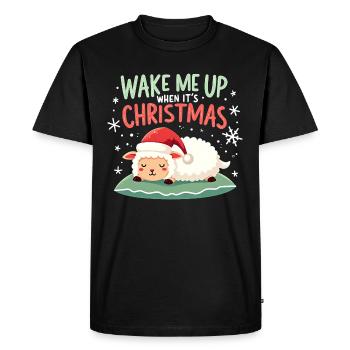 Réveille-moi quand c’est Noël - doux moutons - T-shirt Premium bio Homme - noir - Devant - Nico (187cm)