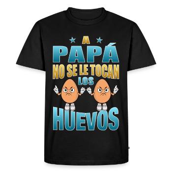 Papa ne touche pas ses couilles - T-shirt Premium bio Homme - noir - Devant - Nico (187cm)