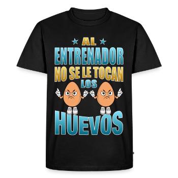 L’entraîneur ne touche pas ses couilles - T-shirt Premium bio Homme - noir - Devant - Nico (187cm)